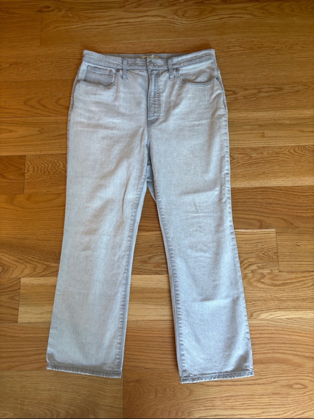 Madewell Pale Gray Straight-Leg Jeans